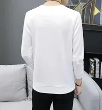 Stylish Polyester White Printed Long Sleeves T-shirt  For Men-thumb1