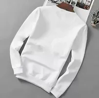 Stylish Cotton Blend White Printed Long Sleeves T-shirt  For Men-thumb1