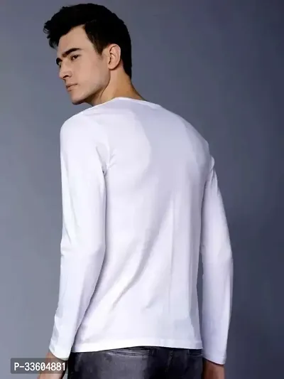 Stylish Polyester White Printed Long Sleeves T-shirt  For Men-thumb2