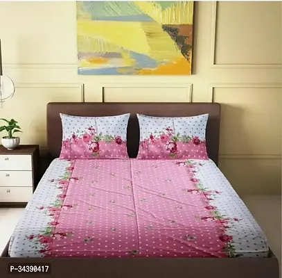 Stylish Glace Cotton Printed Bedsheet with Pillow Covers