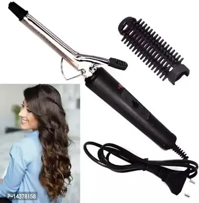 Professional Hair Curler Iron Rod Brush Styler for Women Professional Hair Curler Tong with Machine Stick and Roller (Red)-thumb0