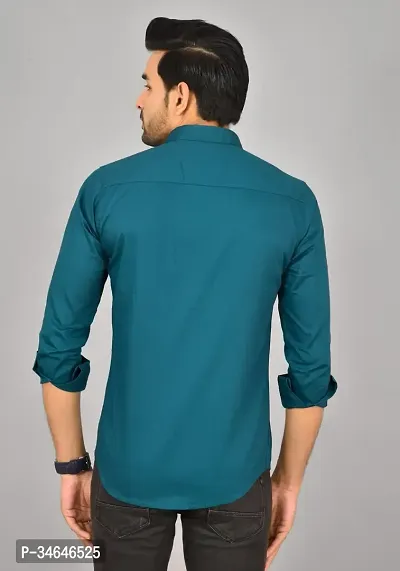 Men Solid Casual Dark Green Shirt-thumb2