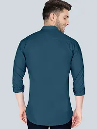 VTEXX Men Solid Casual Blue Shirt-thumb1