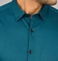 Men Solid Casual Dark Green Shirt-thumb3