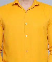 FILNECH Men Solid Casual Yellow Shirt-thumb3