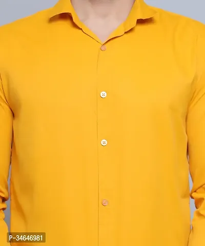 FILNECH Men Solid Casual Yellow Shirt-thumb4