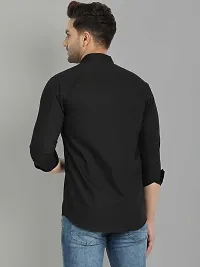 Fronics Men Solid Casual Black Shirt-thumb1