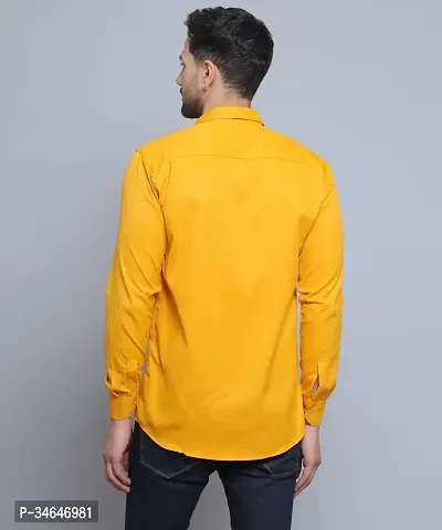 FILNECH Men Solid Casual Yellow Shirt-thumb2