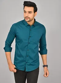 Men Solid Casual Dark Green Shirt-thumb4