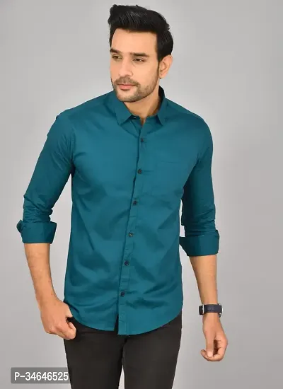 Men Solid Casual Dark Green Shirt-thumb5