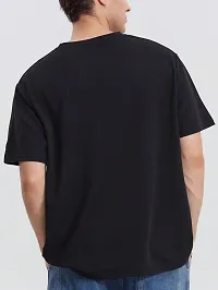 Stylish Black Cotton Blend Printed T-Shirt For Men-thumb1