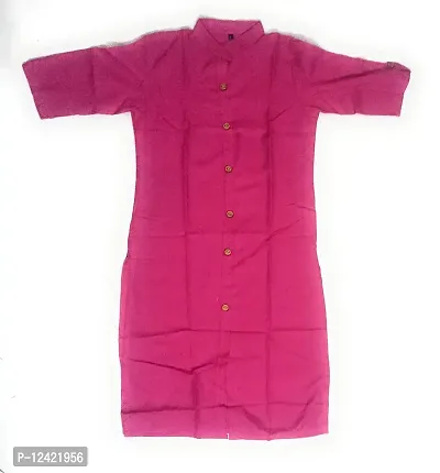 BHARANI SONS Women's Cotton Plain Straight Kurti (L, Dark Pink)-thumb2