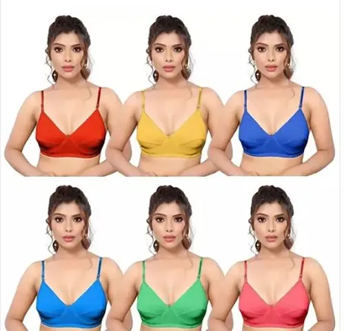 Stylish Blend Solid Bras For Women Pack Of