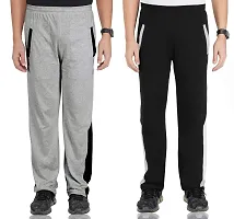 Fflirtygo Combo of Men's Cotton Track Pants, Joggers for Men, Menrsquo;s Leisure Wear, Night Wear Pajama, Grey and Black Color with Latest Trend and Pocketsnbsp;for Sports Gym Athletic Training Workout-thumb1
