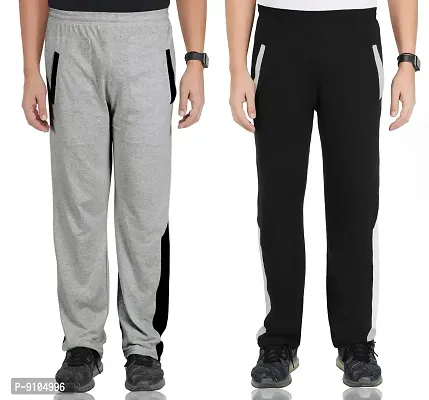 Fflirtygo Combo of Men's Cotton Track Pants, Joggers for Men, Menrsquo;s Leisure Wear, Night Wear Pajama, Grey and Black Color with Latest Trend and Pocketsnbsp;for Sports Gym Athletic Training Workout-thumb2