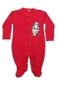 Fflirtygo Baby Wear 100% Hosiery Cotton Infants Rompers with Booties/Body Suit/Jumpsuit/Onesies/Sleepsuit Full Sleeve Red Colour Romper for Boys and Girls Set of 3 Combo Pack-thumb2