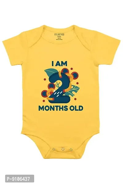 FflirtyGo Two Month Birthday Dress Baby Romper Onesies/Body Suit/Sleepsuit Yellow Color Half Rompers-thumb0