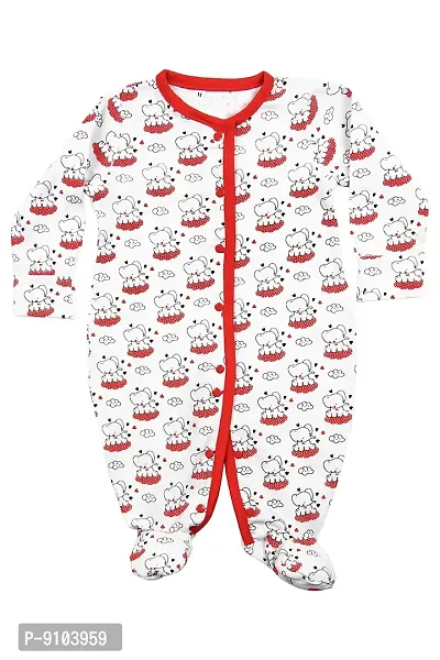 Fflirtygo Baby Wear 100% Hosiery Cotton Infants Onesies/Rompers with Booties/Jumpsuit/Body Suit/Sleepsuit Full Sleeve Romper for Boys and Girls-thumb0