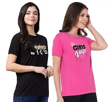 Fflirtygo Combo of Women's Cotton Printed Stylish T-Shirt for Women Casual Wear/Sportswear-thumb2