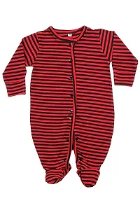 Fflirtygo Baby Wear 100% Hosiery Cotton Infants Rompers with Booties/Body Suit/Jumpsuit/Onesies/Sleepsuit Full Sleeve Red Colour Romper for Boys and Girls Set of 3 Combo Pack-thumb1