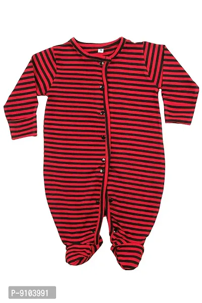 Fflirtygo Baby Wear 100% Hosiery Cotton Infants Rompers with Booties/Onesies/Jumpsuit/Body Suit/Sleepsuit Full Sleeve Red Colour Romper for Boys and Girls Set of 3 Combo Pack-thumb2