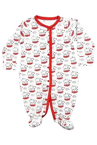 Fflirtygo Baby Wear 100% Hosiery Cotton Infants Onesies/Rompers with Booties/Jumpsuit/Body Suit/Sleepsuit Full Sleeve Red Colour Romper for Boys and Girls Set of 3 Combo Pack-thumb3