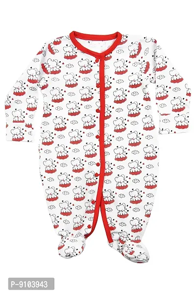 Fflirtygo Baby Wear 100% Hosiery Cotton Infants Onesies/Rompers with Booties/Jumpsuit/Body Suit/Sleepsuit Full Sleeve Red Colour Romper for Boys and Girls Set of 3 Combo Pack-thumb4