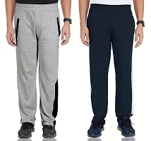 Fflirtygo Combo of Men's Cotton Track Pants, Joggers for Men, Night Wear Pajama, Grey and Blue Color with Latest Trend and Pocketsnbsp;for Sports Gym Athletic Training Workout-thumb1