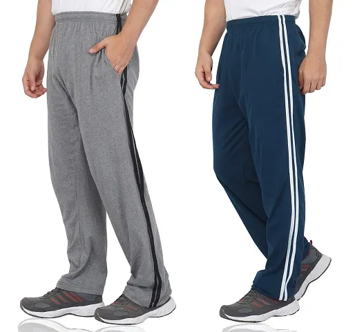 Fflirtygo Men's Regular Fit Two Stripe Cotton Track Pants, Joggers