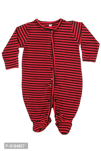 Fflirtygo Baby Wear 100% Hosiery Cotton Infants Rompers with Booties/Body Suit/Jumpsuit/Onesies/Sleepsuit Full Sleeve Red Colour Romper for Boys and Girls Set of 3 Combo Pack-thumb2