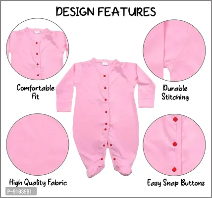 Fflirtygo Baby Wear 100% Hosiery Cotton Infants Rompers with Booties/Onesies/Jumpsuit/Body Suit/Sleepsuit Full Sleeve Red Colour Romper for Boys and Girls Set of 3 Combo Pack-thumb5