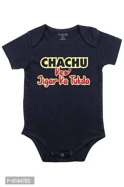 Fflirtygo Chachu Ke Jigar Ka Tukda Romper Baby Wear 100% Hosiery Cotton Infants Onesies/Rompers Half Sleeves/Jumpsuit/Body Suit/Sleepsuit/Kids Dress with Envelop Neck for Boys and Girls-thumb0