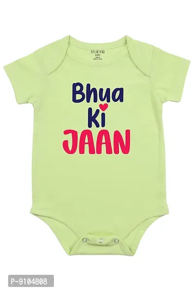 Fflirtygo Bhua Ki Jaan Romper Baby Wear 100% Hosiery Cotton Infants Onesies/Rompers Half Sleeves/Jumpsuit/Body Suit/Sleepsuit/Kids Dress with Envelop Neck for Boys and Girls