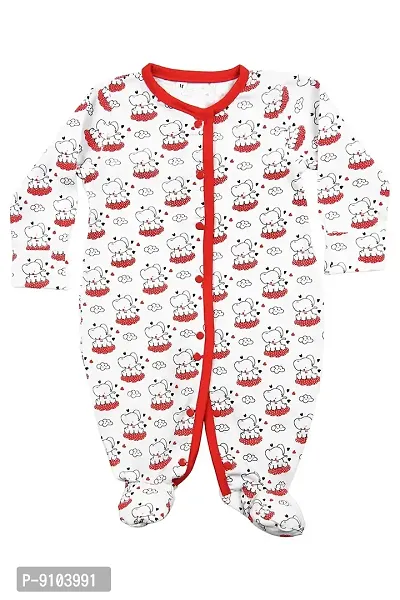 Fflirtygo Baby Wear 100% Hosiery Cotton Infants Rompers with Booties/Onesies/Jumpsuit/Body Suit/Sleepsuit Full Sleeve Red Colour Romper for Boys and Girls Set of 3 Combo Pack-thumb4