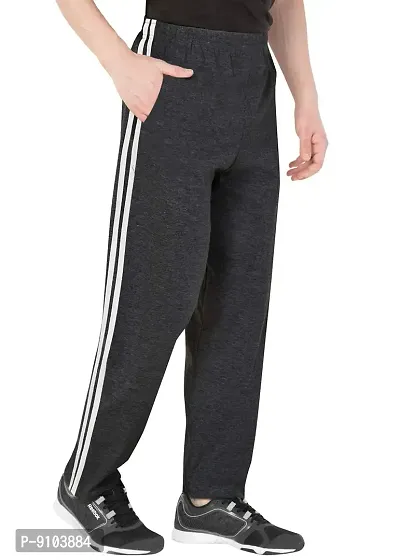 Fflirtygo Men's Cotton Track Pants, Joggers for Men, Menrsquo;s Leisure Wear, Night Wear Pajama, Grey Color with Stripe and Pocketsnbsp;for Sports Gym Athletic Training Workout