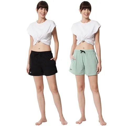 Fflirtygo Cotton Solid Shorts/Nikar with 2 Pockets –100% Export Quality Soft Cotton Night Wear/Pocket Shorts for Women Combo Pack of 2 Pcs