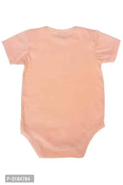 Fflirtygo Baby Wear 100% Hosiery Cotton Rompers Half Sleeves/Infants Jumpsuit/Body Suit with Envelop Neck Romper for Boys and Girls 3 Months Milestone Printed on Peach-thumb2