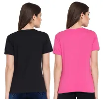 Fflirtygo Women's Cotton Printed Stylish T-Shirt for Women Casual Wear | Sportswear | Leisurewear Printed T-Shirt Combo Pack of 2Pcs-thumb3