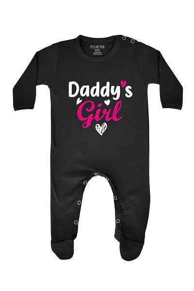 Fflirtygo Baby Wear 100% Hosiery Infants Rompers with Booties/Onesies/Body Suit/Jumpsuit/Sleepsuit Full Sleeve Daddy's Girl Romper for Boys and Girls