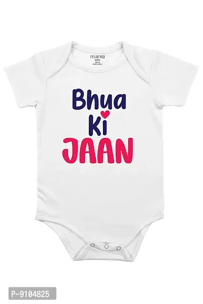 Fflirtygo Bhua Ki Jaan Romper Baby Wear 100% Hosiery Cotton Infants Onesies/Rompers Half Sleeves/Jumpsuit/Body Suit/Sleepsuit/Kids Dress with Envelop Neck for Boys and Girls