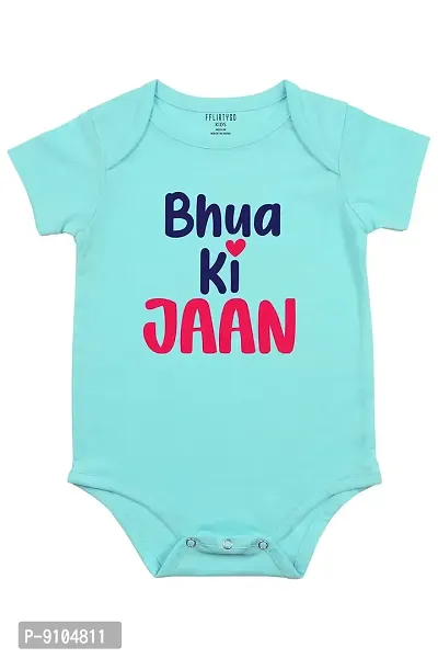 Fflirtygo Bhua Ki Jaan Romper Baby Wear 100% Hosiery Cotton Infants Onesies/Rompers Half Sleeves/Jumpsuit/Body Suit/Sleepsuit/Kids Dress with Envelop Neck for Boys and Girls