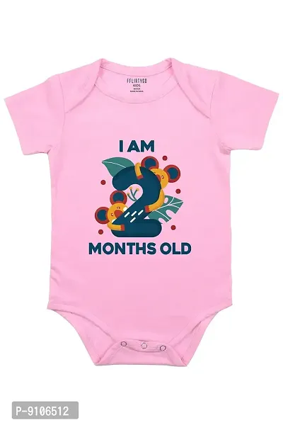 FflirtyGo Two Month Birthday Dress Baby Romper Onesies/Body Suit/Sleepsuit Pink Color Half Rompers