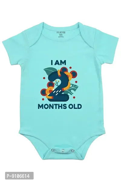 FflirtyGo Two Month Birthday Dress Baby Romper /Onesies/Body Suit/Sleepsuit Light Blue Color Half Rompers
