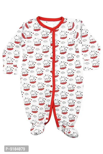 Fflirtygo Baby Wear 100% Hosiery Cotton Infants Rompers with Booties/Body Suit/Jumpsuit/Onesies/Sleepsuit Full Sleeve Red Colour Romper for Boys and Girls Set of 3 Combo Pack-thumb4