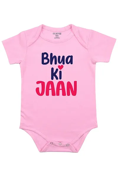 Fflirtygo Bhua Ki Jaan Romper Baby Wear 100% Hosiery Infants Onesies/Rompers Half Sleeves/Jumpsuit/Body Suit/Sleepsuit/Kids Dress with Envelop Neck for Boys and Girls