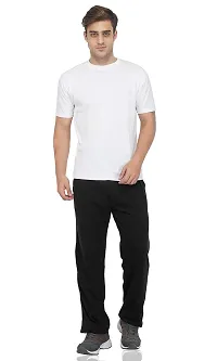 Fflirtygo Men's Regular Fit White Color Full Stripe On Black Color Cotton Track Pants for Mens-thumb1