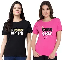 Fflirtygo Combo of Women's Cotton Printed Stylish T-Shirt for Women Casual Wear/Sportswear-thumb1