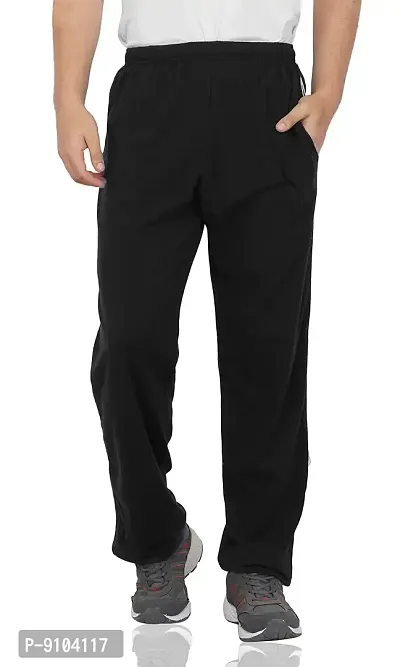 Fflirtygo Men's Regular Fit White Color Full Stripe On Black Color Cotton Track Pants for Mens-thumb4