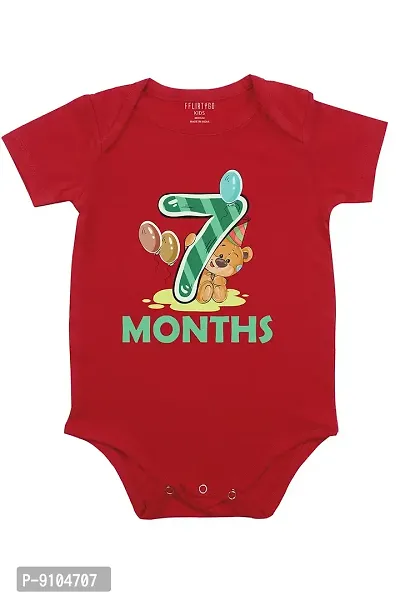 FflirtyGo Monthly Birthday Special Unisex Baby Romper Half Sleeve Envelope Neck7 Month Old(6-9 Months, Red)