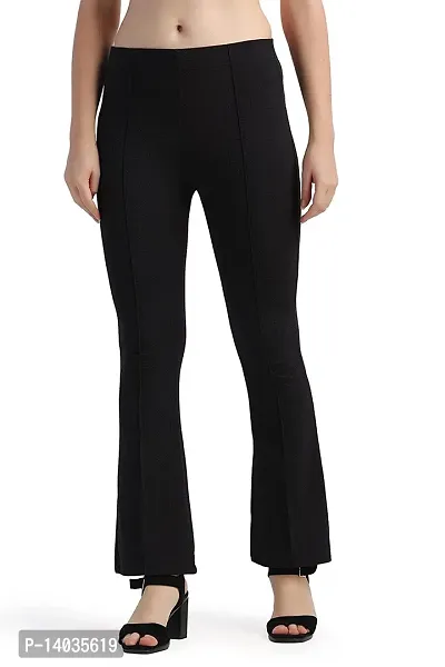 Classic Woman Bootcut Trouser | Western Trousers Pants for Women |  Stretchable Yoga Pants | Boot Cut Ribbed Trouser| Bell Bottom Trousers for  Women